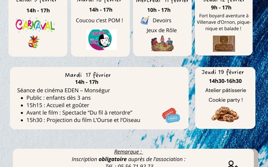 Programme des vacances de février jeunes