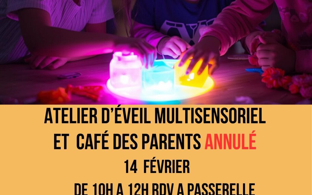 Atelier éveil multisensoriel et café des parents annulé samedi 14 février