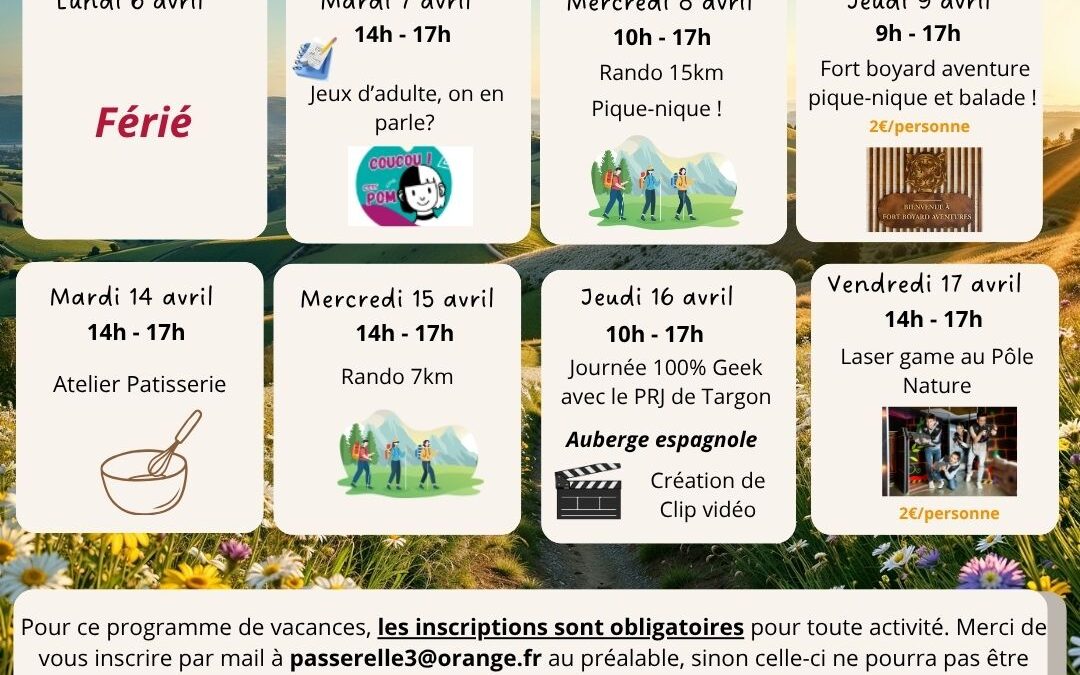 Programme vacances de Pâques : Z&rsquo;aprèms jeunes