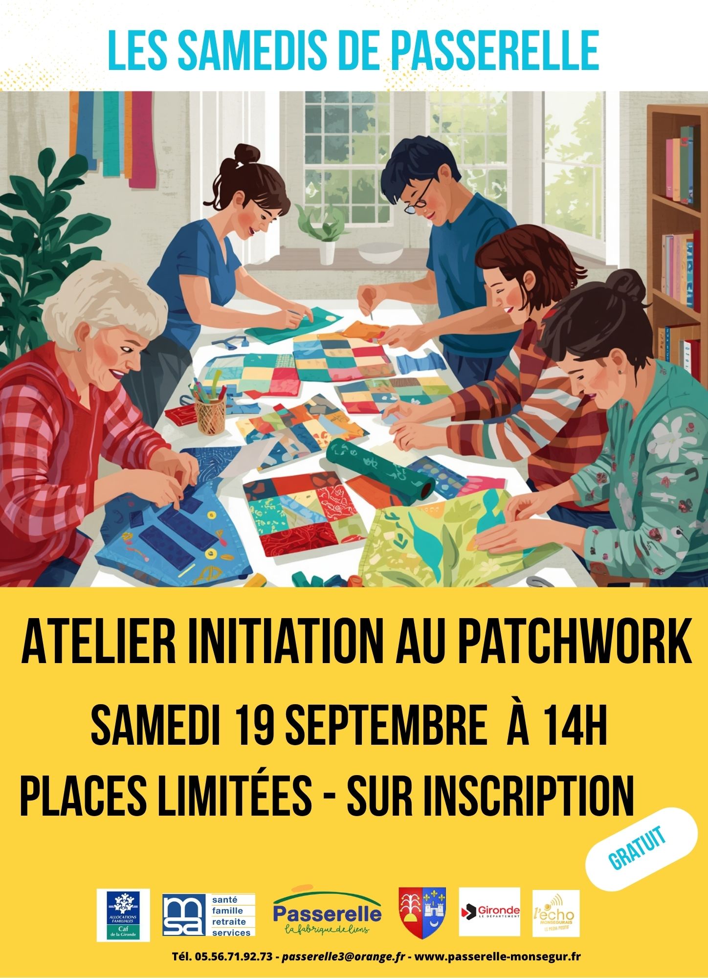 Affiche atelier initiation au patchwork 19.09