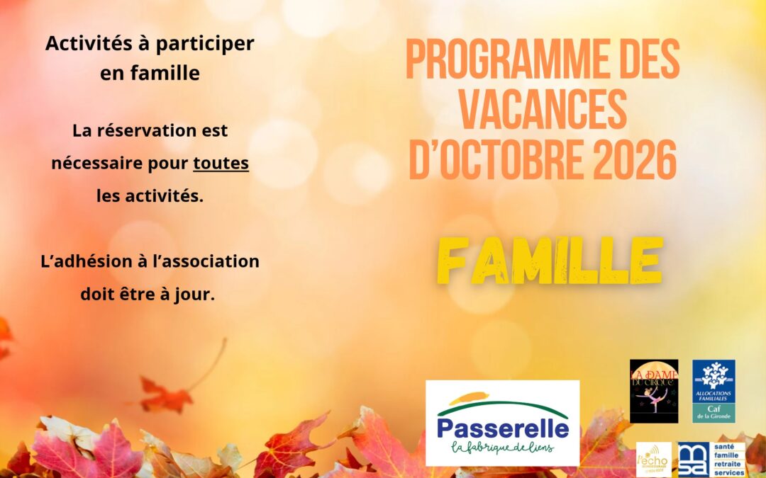 🍂 VACANCES D’AUTOMNE – PROGRAMME FAMILLE